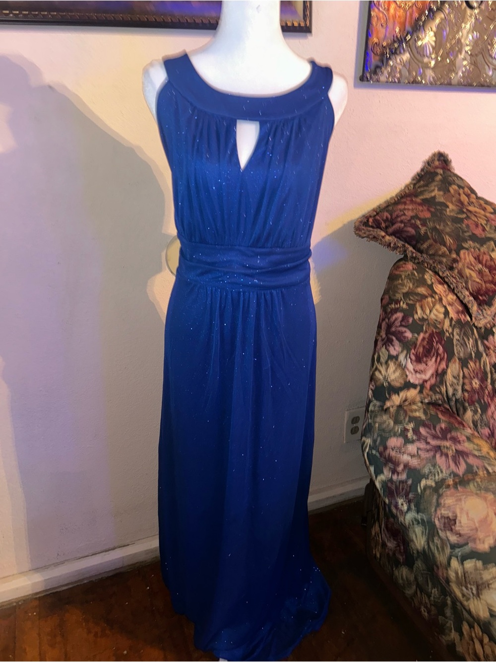 En Focus Royal Blue Sleeveless Evening Gown